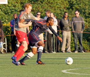 Okugo fends off Larentowicz in the 1-1 draw between the USMNT and the U-23s. Photo: Courtesy of US Soccer