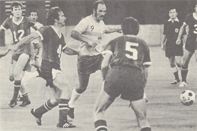 Jimmy Fryatt surrounded by a constellation of St. Louis Stars. Photo courtesy of nasljerseys.com.