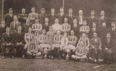 1922-23 Shamrock Rovers, Irish Free State winners. Future Celtics Dinny Doyle (seated on the ground, front left) and Bob Fullam (seated first row,  third from left)