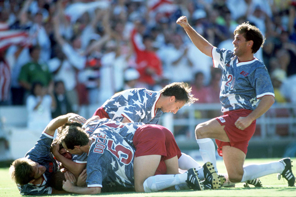 Sorber celebrates after win over Colombia at 1994 WC