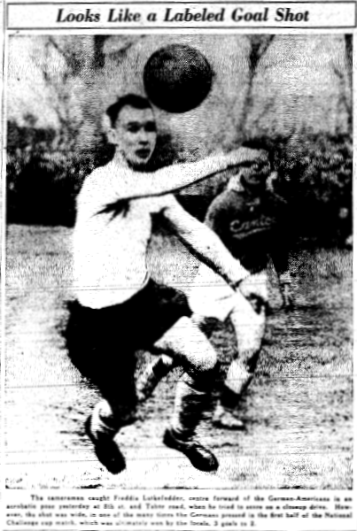 The German Americans' Frank Lutkefedder in action against Baltimore Canton. From the March 16, 1936 edition of the Philadelphia Inquirer.