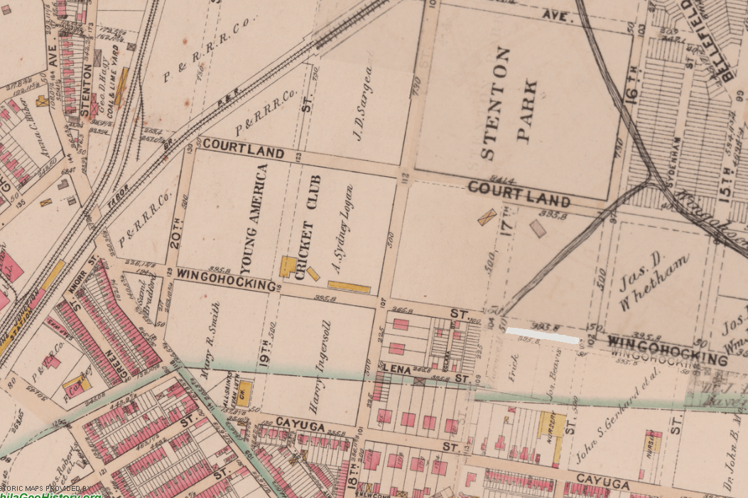 Young American Cricket Club-Stenton Park 1895 City map