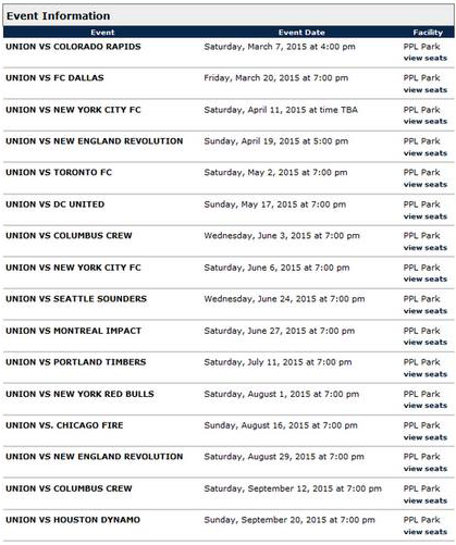 Leaked 2015 Union home schedule