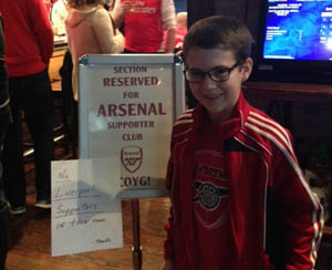 Young Klemmer at Arsenal watch party