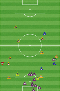 In the first half, Razvan Cocis (30) and Matt Polster (2) simply sat deep and helped clear lines. They did nothing to disrupt the Union midfield.