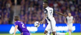 CJ Sapong takes on Orlando defender. Will he be able to duplicate his from the first half of last season?