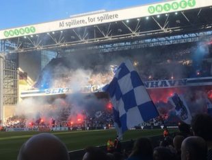 F.C. Copenhagen (a.k.a. F.C. København [FCK]),  supporters section, April 18, 2019. Attended by PSP's John Osborn.