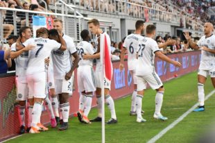 Alejandro Bedoya celebrates his goal. August 4 2019, Marjorie Elzey, Union vs DC United