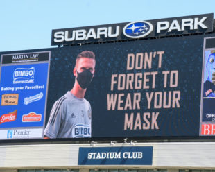 "Wear you mask" a reminder for all during the halftime portion of the game. A true sign of the pandemic that we are all a part of.