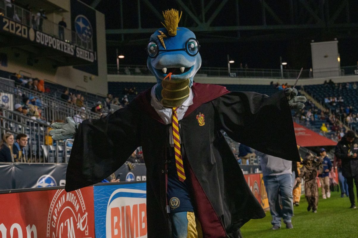 Phang, the Philadelphia Union Mascot, performs prior to the Major