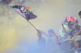 Smoke, flags, scarves and Mohawks filled the River End.