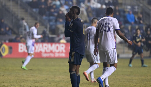 Andrés Perea reacts after missing his chance on goal near the end of the game  to try to tie the score.