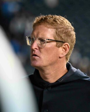 Jim Curtin leaves the field in deep thought after LAFC scores in extra time to tie the game, 1-1.