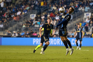 Daniel Gazdag receives the ball to his chest near the box.