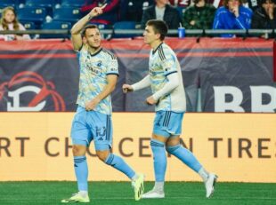 Daniel Gazdag celebrates his goal vs NE Revs