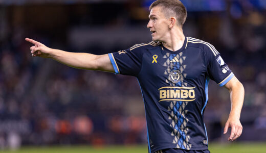 Philadelphia Union's forward 
Mikael Uhre celebrates scoring for his team against the New York City FC on Wednesday night.