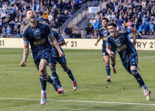 A dominant first half by the Philadelphia Union wasn't enough to secure a win Saturday, as Lionel Messi's free-kick ignited a late comeback for Inter Miami CF, resulting in a 3-3 draw at Subaru Park in Chester, PA on May 24, 2025.

Photo by Ron Soliman