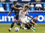 Philadelphia Union midfielder Quinn Sullivan fights for the ball with New York Red Bulls defender Raheem Edwards in the first half of the Union’s 3-2 win over the Red Bulls in their quarterfinal match of the Lamar Hunt U.S. Open Cup at Subaru Park on Wednesday night, August 13, 2025.