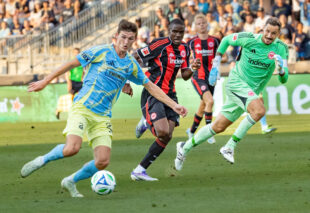 The Philadelphia Union and Germany's Eintracht Frankfurt played to a 2-2 tie on Saturday at Subaru Park as part of the “Sister City Showdown”. Goals from Bruno Damiani and Chris Donovan for the Union matched those from Jonathan Burkardt and Elye Wahi for Frankfurt. A special moment was Union Academy product Paxten Aaronson playing against his old team for the first time since leaving in 2022. 

Photos by Ron Soliman