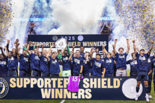 Philadelphia Union are the 2025 Supporters’ Shield Winners after beating New York City FC during a match 1-0 at Subaru Park on Saturday, October 4, 2025. 

Photo by Ron Soliman