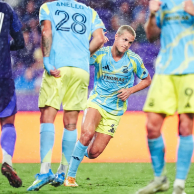 Cavan Sullivan celebrates his first MLS goal
