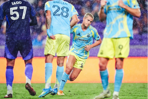 Cavan Sullivan celebrates his first MLS goal